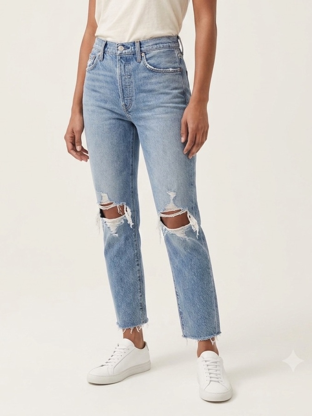 AGOLDE Riley Organic Cotton High Rise Straight Crop Jeans in Whiplash Size 25